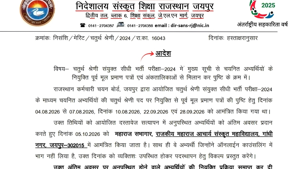 Rajasthan 4th Grade Recruitment 2024